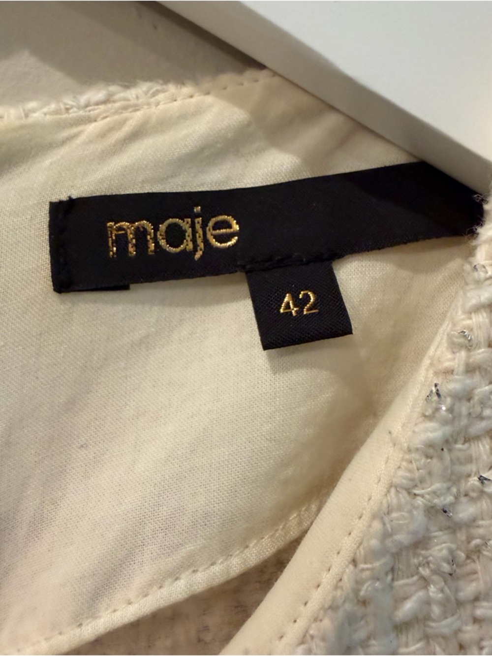 Maje Short Tweed Dress White Size 42 - Picture 3 of 11